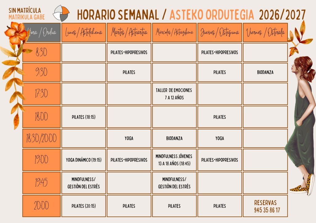HORARIO Actividades Semanales 2026 27